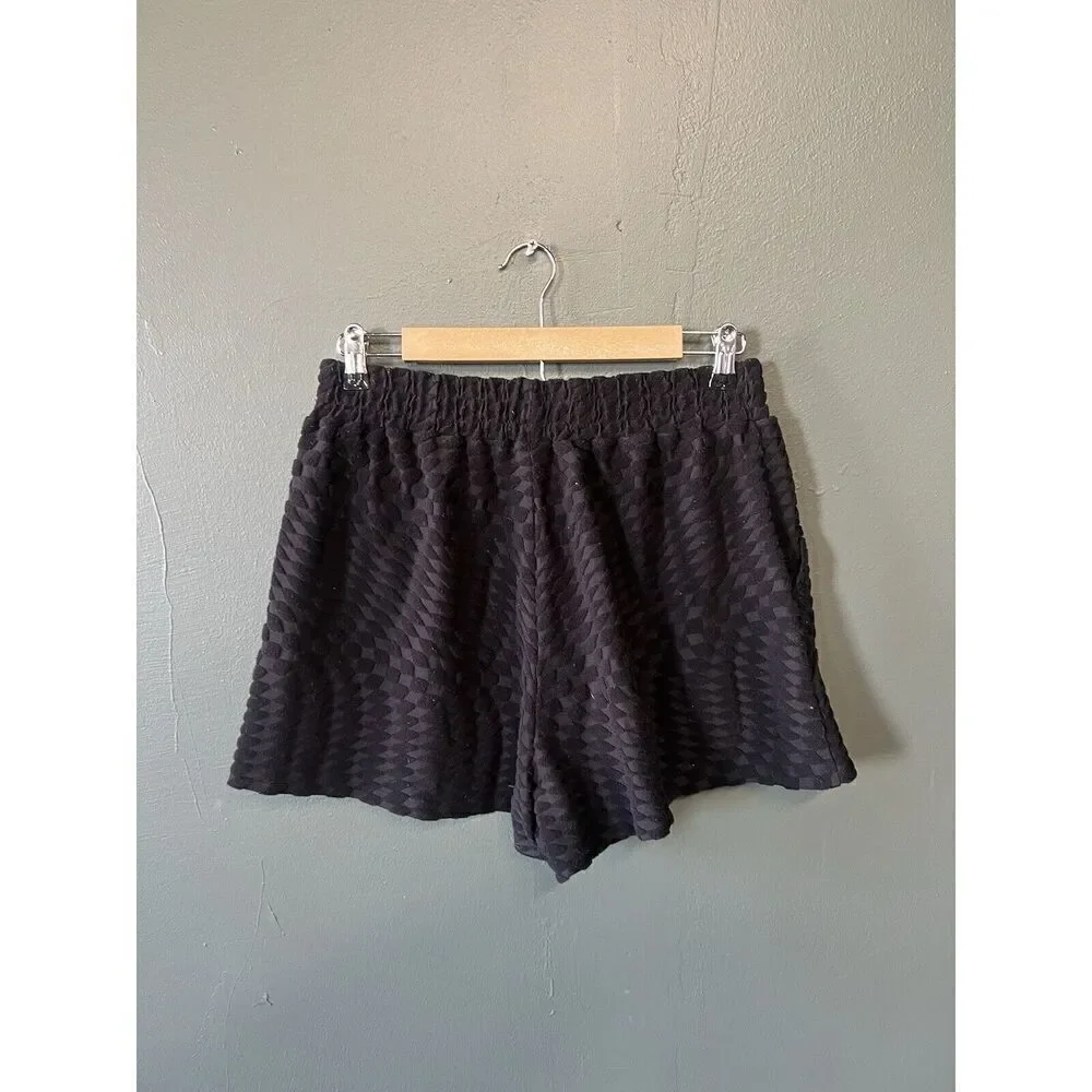Good American Womens Black Terry Shorts Size 3 GSW0397 001
